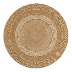 Layered concentric natural round jute rug for wholesale buyers