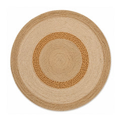 Layered honey braided round jute rug for wholesale natural home furnishing buyers