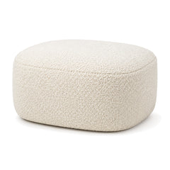 Minimalist Cream Bouclé Square Pouf Ottoman by Primeval on white background