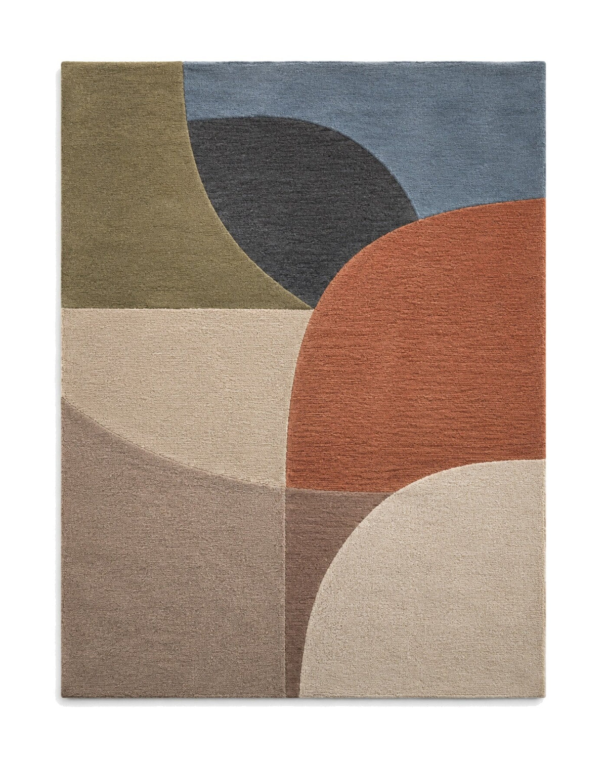 Muted multicolour contemporary wool area rug for wholesale sourcing from India