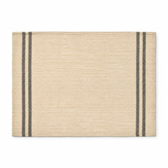 Natural beige woven placemat with charcoal double side stripes, farmhouse rectangular dining table mat by Primeval