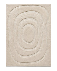 Natural and cream sculpted contour area rug for wholesale sourcing from India
