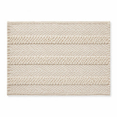 Natural and ivory textured placemat with herringbone woven bands, neutral rectangular dining table mat by Primeval