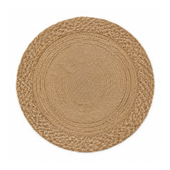 Natural jute round rug with braided rings for wholesale home furnishing buyers