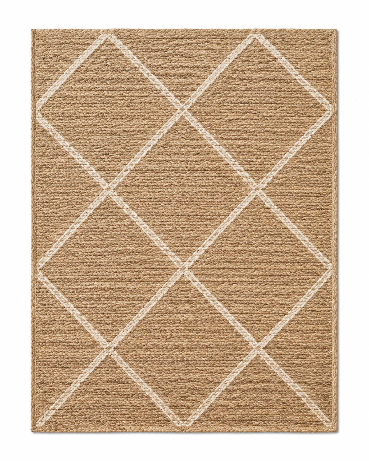 Natural tan and ivory diamond lattice area rug for wholesale sourcing from India