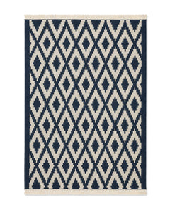 Navy and ivory diamond kilim area rug for wholesale sourcing from India