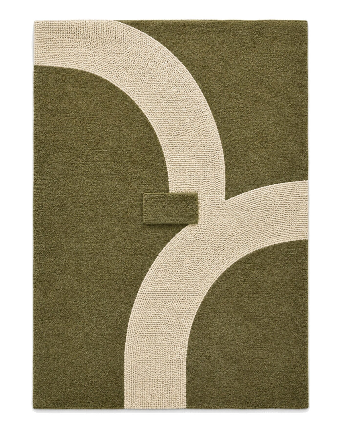 Olive green and ivory modern wool area rug for wholesale sourcing from India
