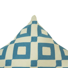 Blue geometric embroidered cotton cushion cover 45x45 cm