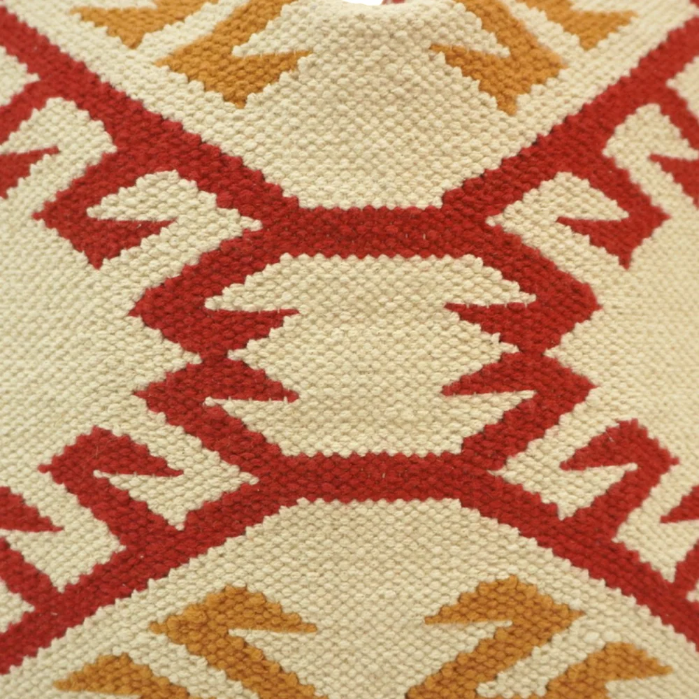 Tribal geometric embroidered cotton cushion cover 45x45 cm