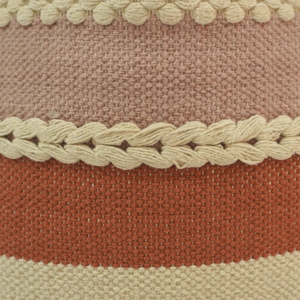 Braided multistripe handwoven cotton cushion cover 45x45 cm
