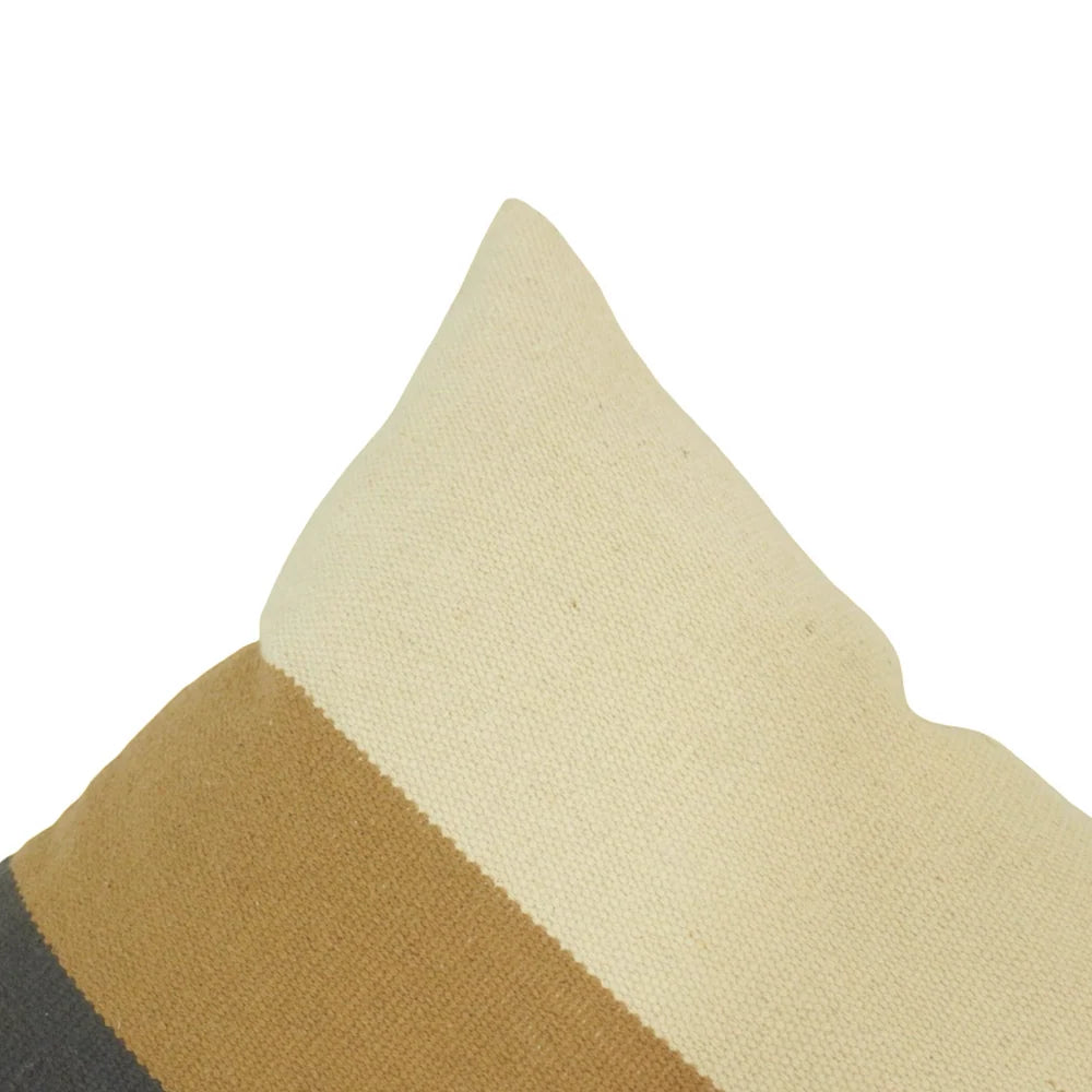 Cream camel charcoal color block cotton cushion cover 45x45 cm