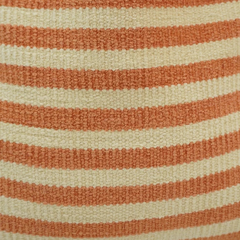 Terracotta ivory striped cotton cushion cover with tassels 45x45 cm