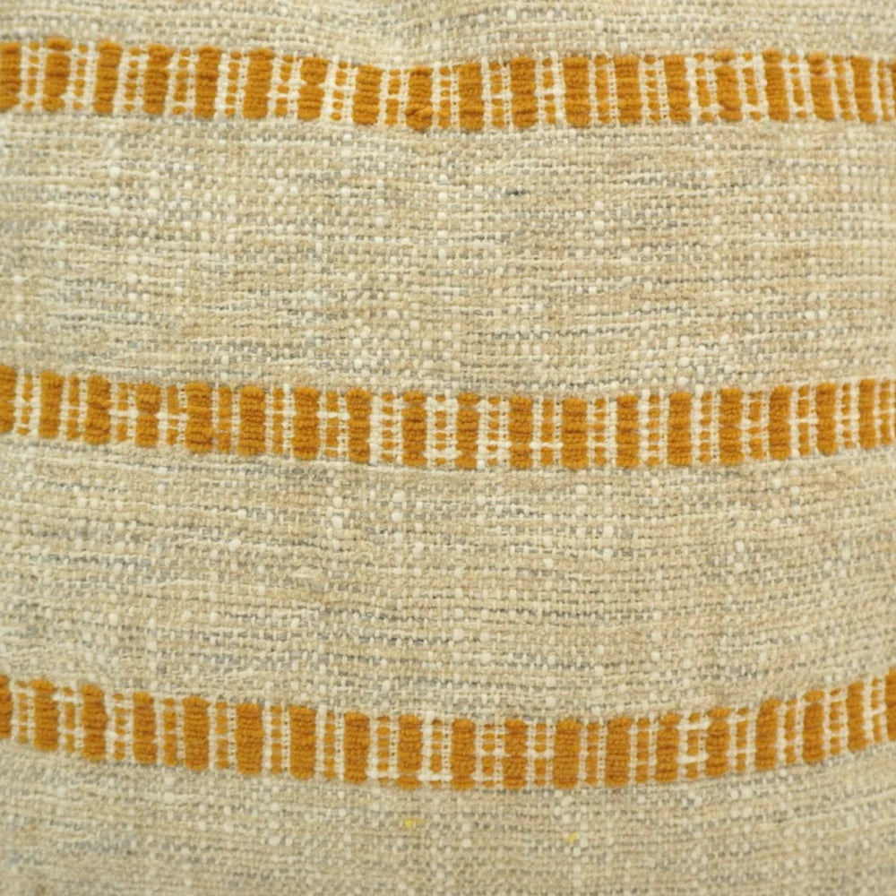 Mustard striped handwoven cotton cushion cover 45x45 cm