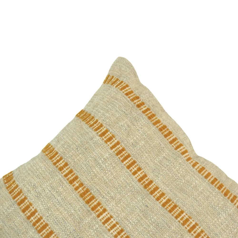 Mustard striped handwoven cotton cushion cover 45x45 cm