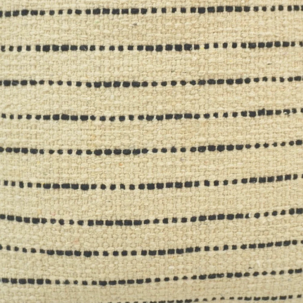 Black ivory striped handwoven cotton cushion cover 45x45 cm