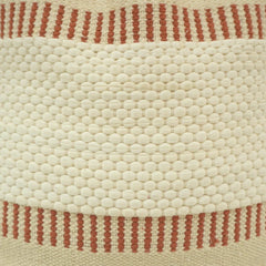 Terracotta stripe handwoven cotton cushion cover 45x45 cm