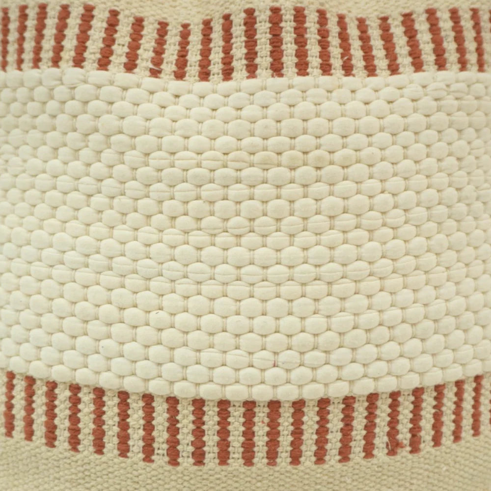 Terracotta stripe handwoven cotton cushion cover 45x45 cm