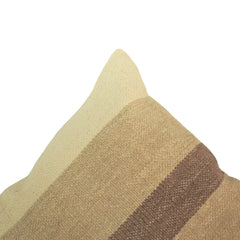 Beige brown neutral stripe handwoven cotton cushion cover 45x45 cm