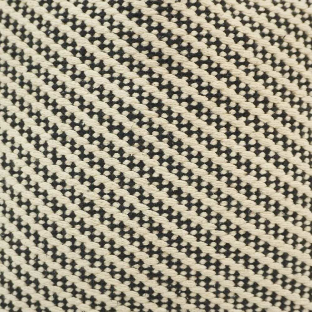 Black ivory geometric handwoven cotton cushion cover 45x45 cm