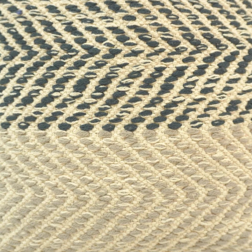 Black natural chevron handwoven cotton cushion cover 45x45 cm