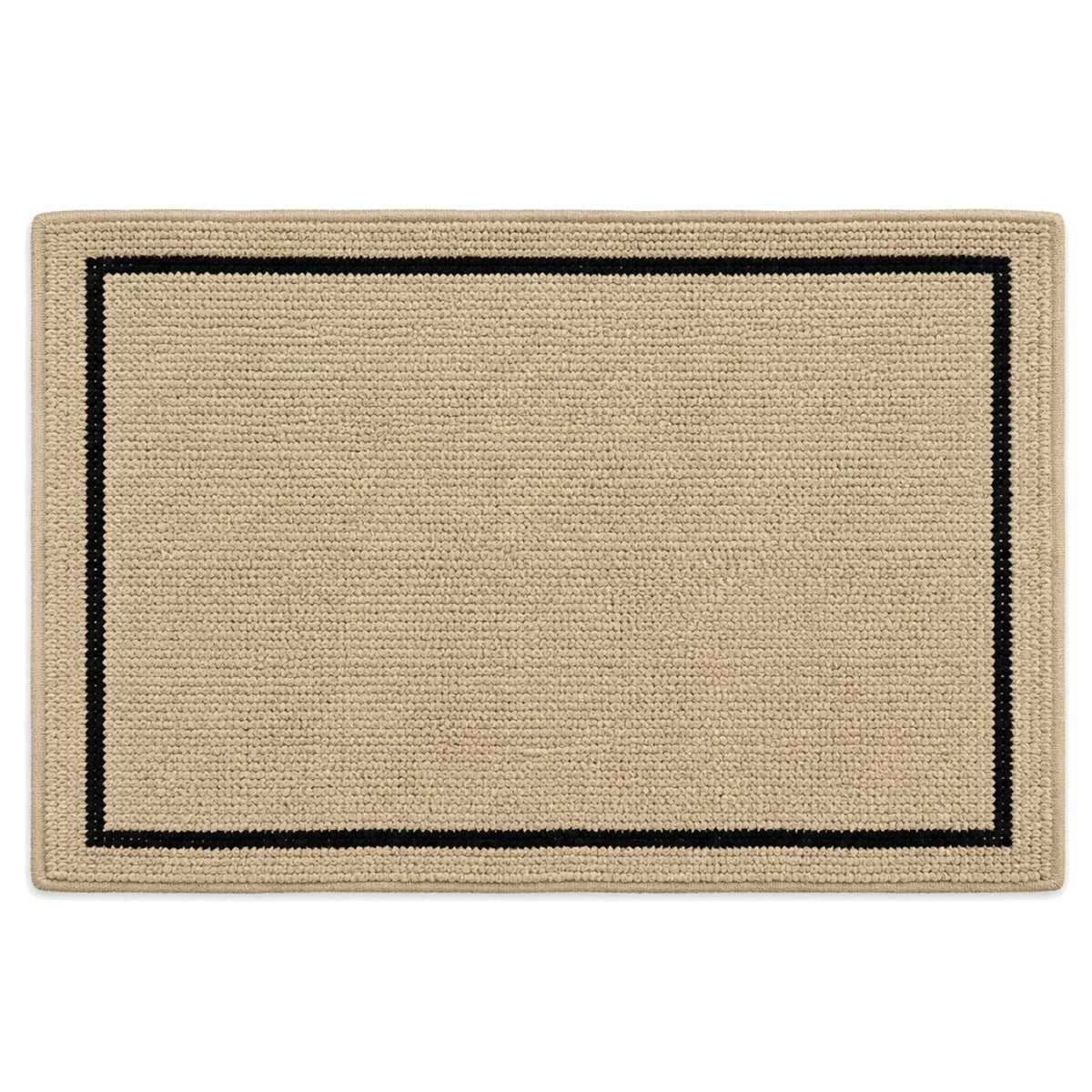 Beige and black framed border bath mat for contemporary bathroom decor - Primeval