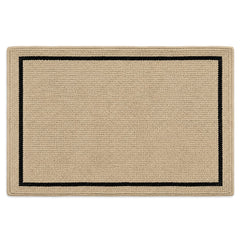 Beige and black framed border bath mat for contemporary bathroom decor - Primeval