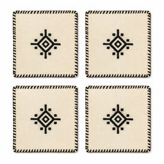 Beige black geometric coaster set on a clean white background