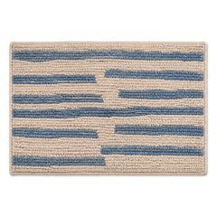Beige and blue broken horizontal stripe bath mat for casual modern bathroom decor - Primeval