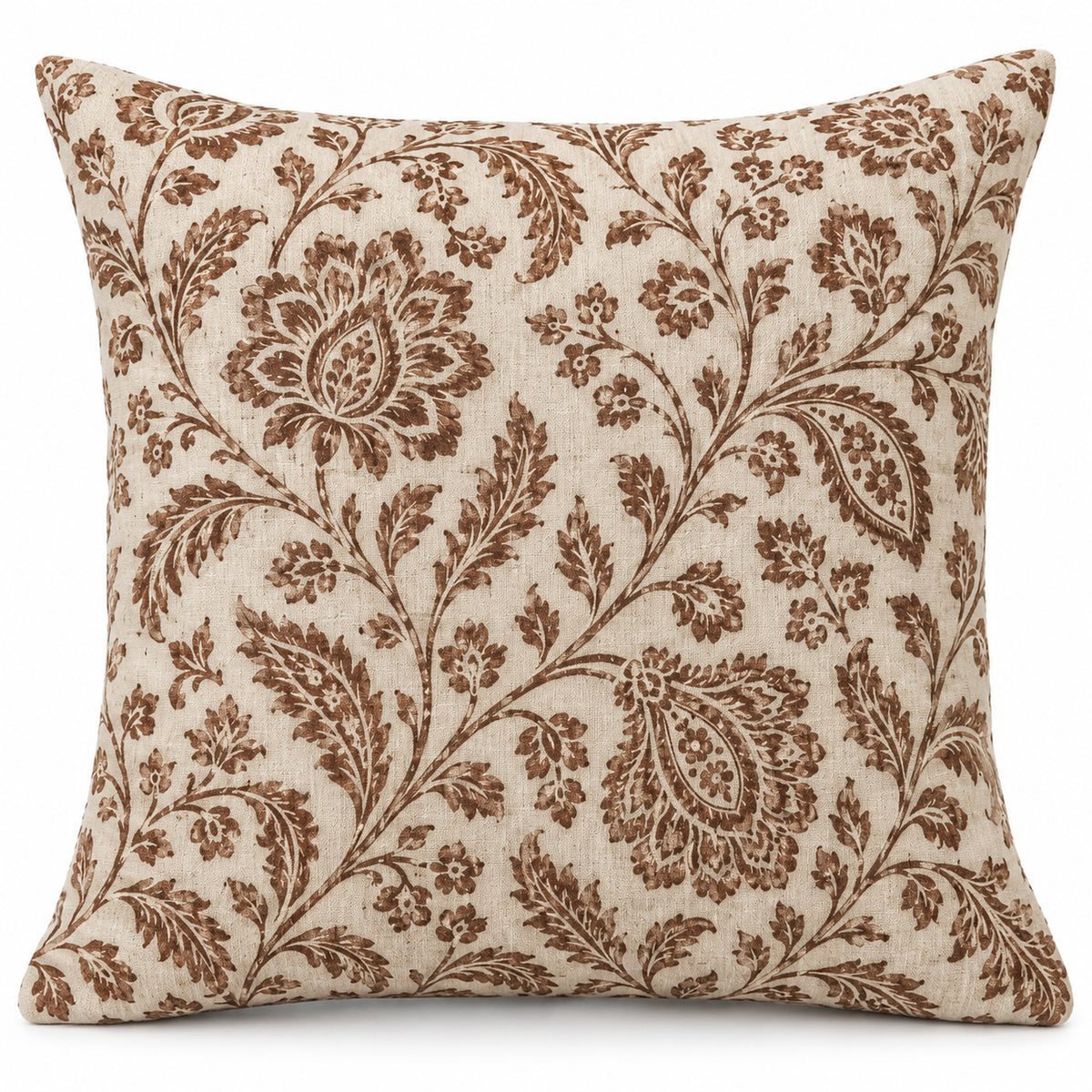 Printed Floral Cushion Cover 45 x 45 cm – Beige & Brown Botanical Design
