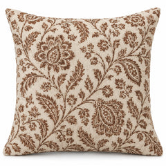 Printed Floral Cushion Cover 45 x 45 cm – Beige & Brown Botanical Design