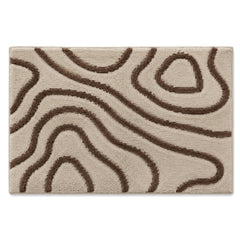 Beige and brown contour line bath mat for organic modern bathroom decor - Primeval