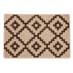 Beige and brown diamond medallion bath mat for geometric bathroom decor - Primeval
