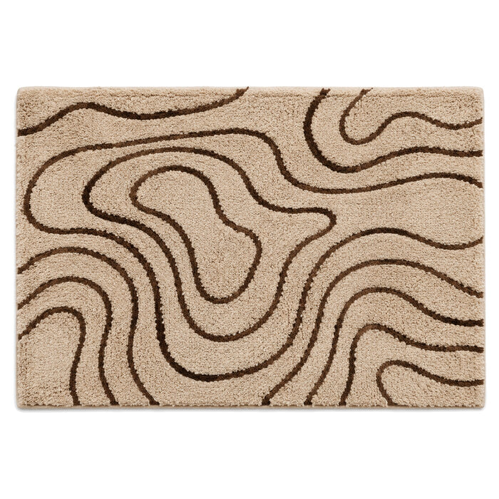 Beige and brown topographic contour bath mat for organic modern bathroom decor - Primeval