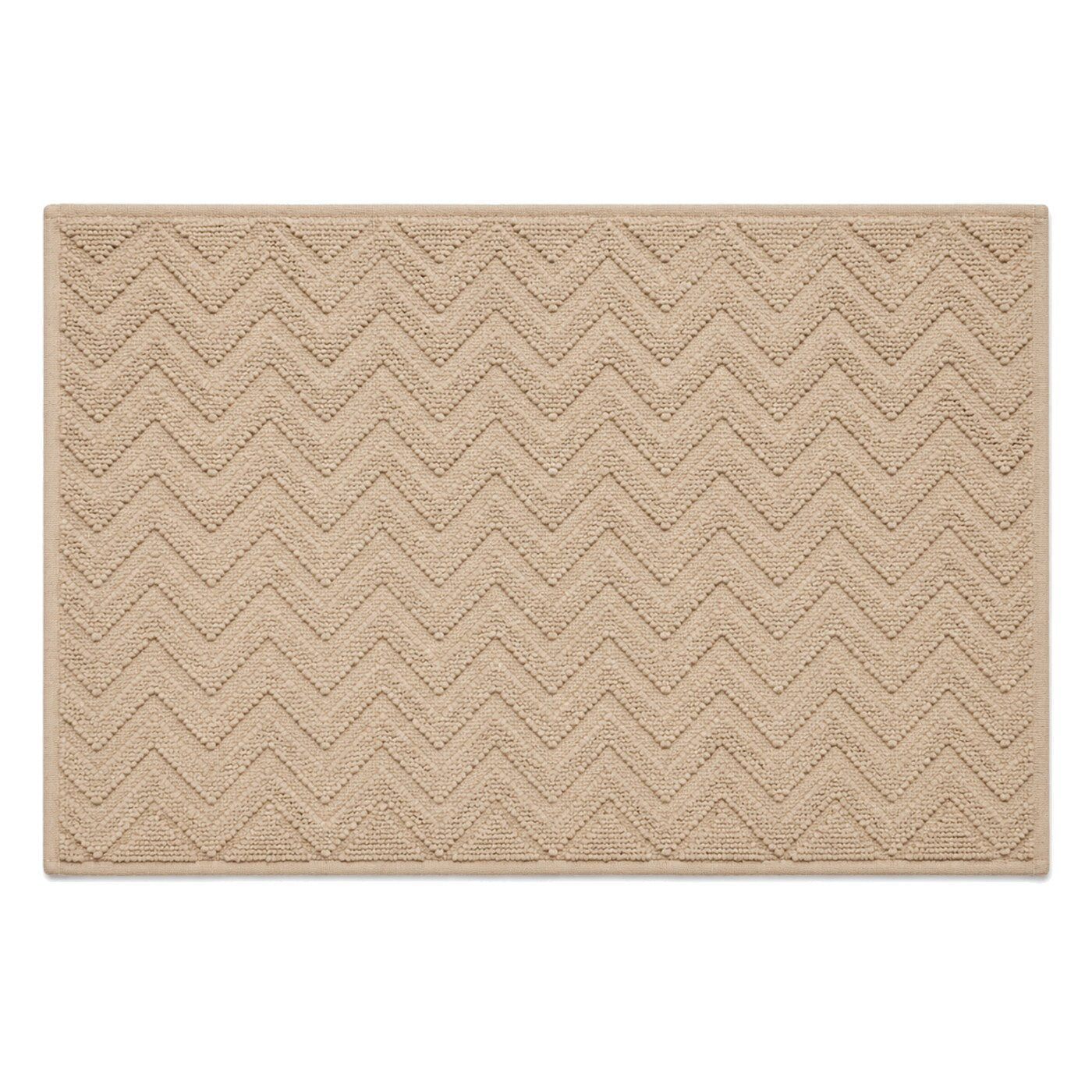 Beige chevron herringbone bath mat for modern neutral bathroom decor - Primeval