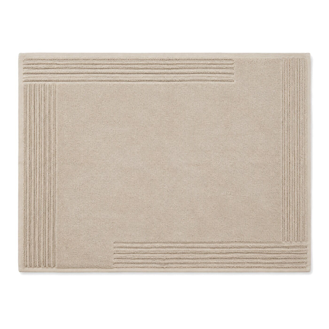 Beige corner-line geometric bath mat for minimalist contemporary bathroom decor - Primeval