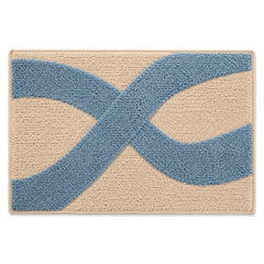 Beige and dusty blue infinity curve bath mat for modern bathroom decor - Primeval