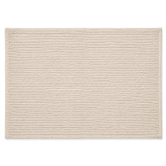 Beige fine ribbed bath mat for modern neutral bathroom decor - Primeval