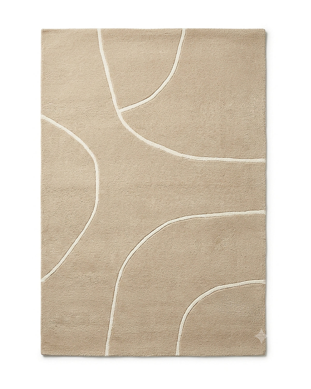 Beige and ivory abstract curve geometric area rug by Primeval