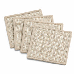 Beige ivory linear textured coaster set on a clean white background