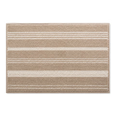 Beige multistripe textured bath mat for warm neutral bathroom styling - Primeval