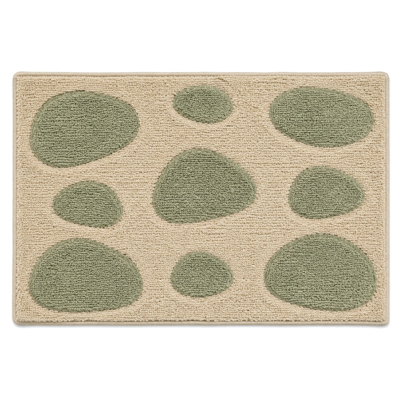 Beige and sage pebble dot bath mat for organic modern bathroom decor - Primeval