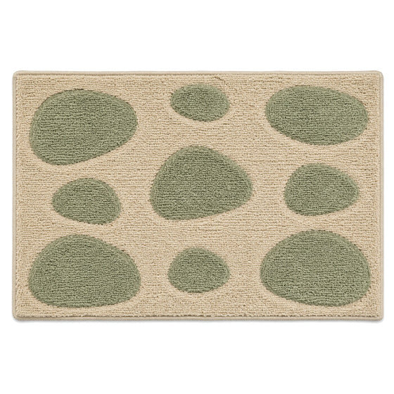 Beige and sage pebble dot bath mat for organic modern bathroom decor - Primeval
