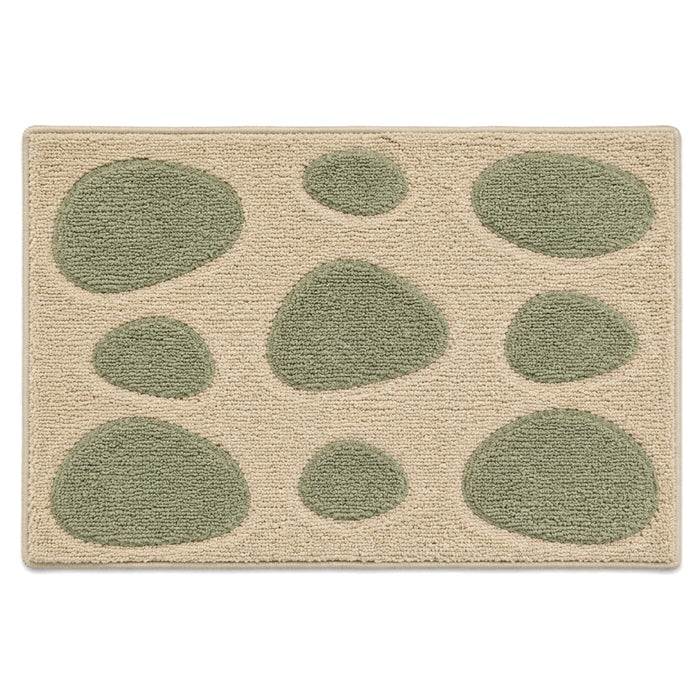 Beige and sage pebble dot bath mat for organic modern bathroom decor - Primeval