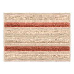 Beige and terracotta double horizontal stripe bath mat for warm bathroom decor - Primeval