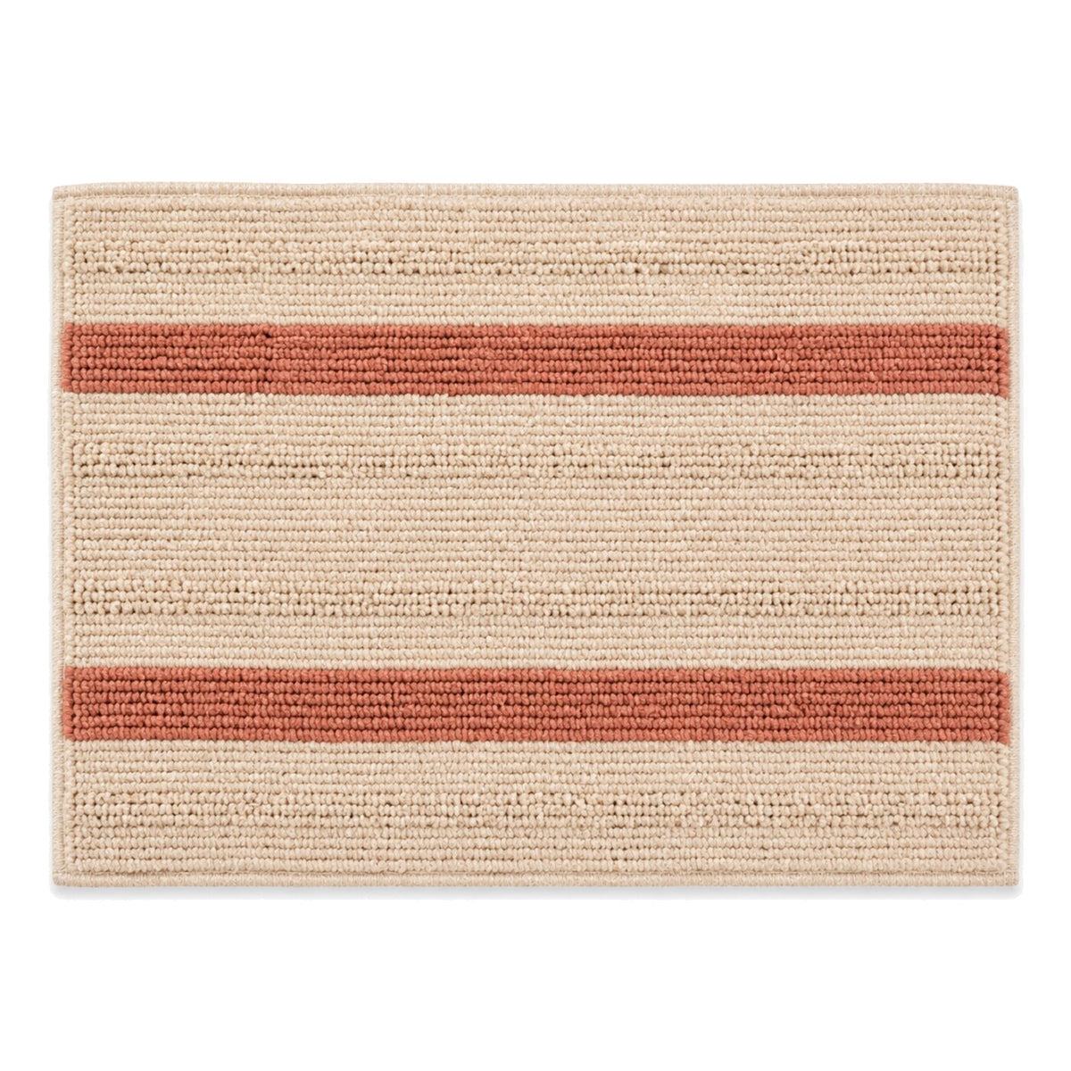 Beige and terracotta double horizontal stripe bath mat for warm bathroom decor - Primeval