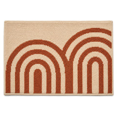 Beige and terracotta twin arch bath mat for warm modern bathroom decor - Primeval