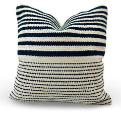 Black & Ivory Mixed-Stripe Woven Cotton Cushion Cover 45x45 cm