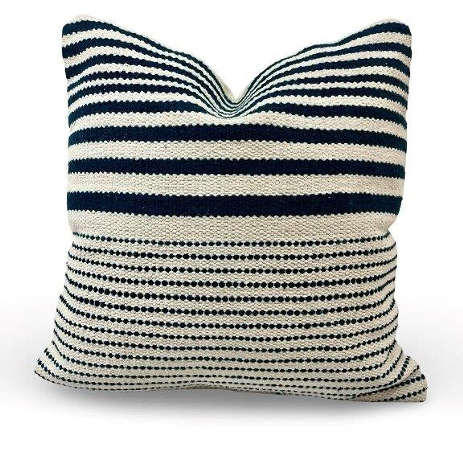Black and ivory striped woven cotton cushion cover, 45 x 45 cm