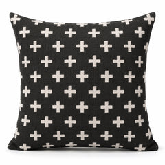 Handwoven Black & White Geometric Plus Pattern Cushion Cover – 45 x 45 cm
