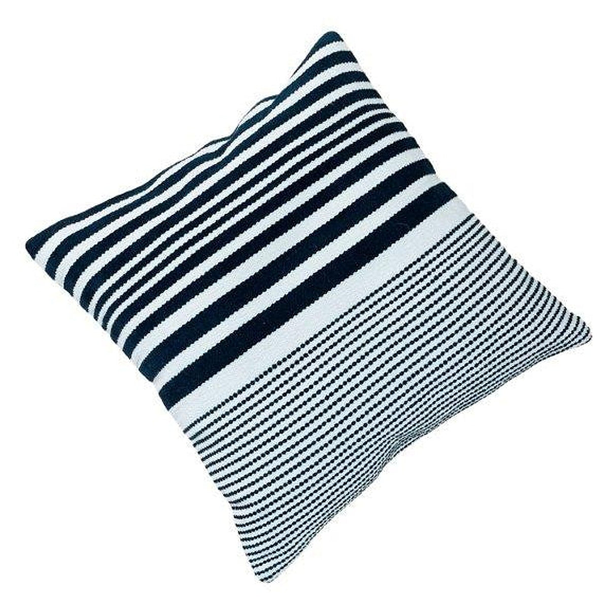 Black & White Geometric-Stripe Woven Cotton Cushion Cover 45x45 cm